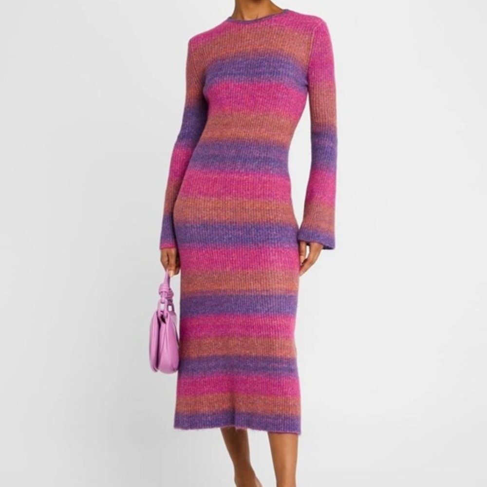 SIMON MILLER Axon Dress Distorted Stripe XS